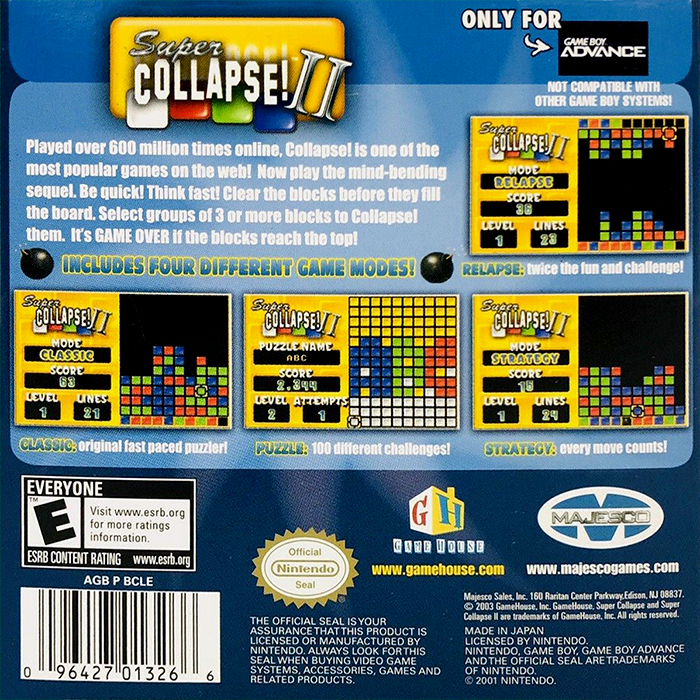 Super Collapse! II — Box back