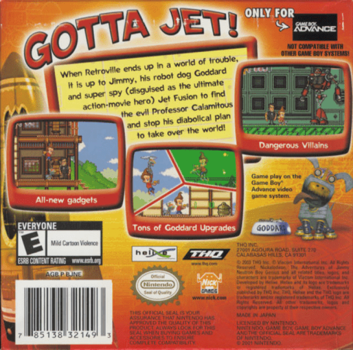 The Adventures of Jimmy Neutron Boy Genius: Jet Fu — Box back