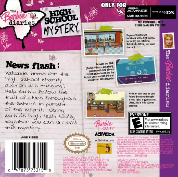 The Barbie Diaries : High School Mystery — Box back