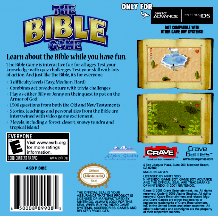 The Bible Game — Box back
