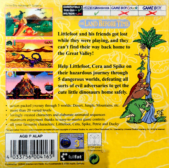 The Land Before Time — Box back