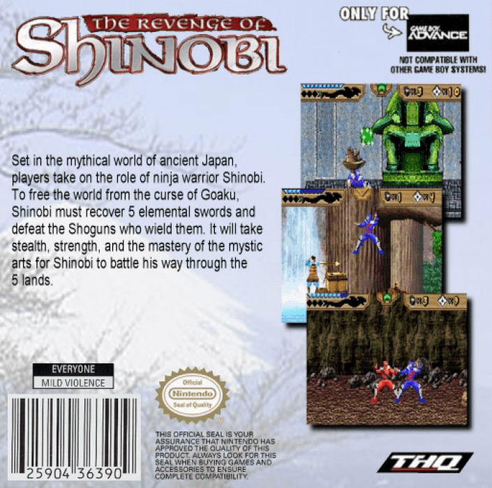The Revenge of Shinobi — Box back