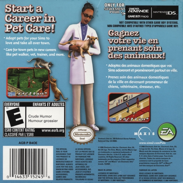 The Sims 2: Pets — Box back