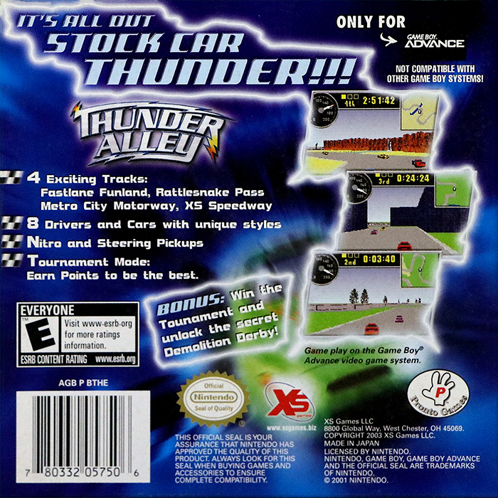 Thunder Alley — Box back