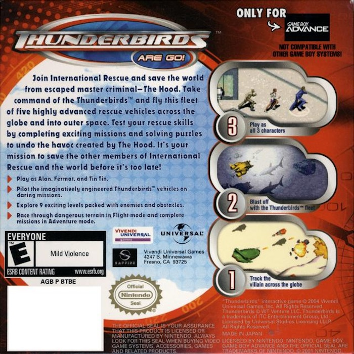 Thunderbirds — Box back