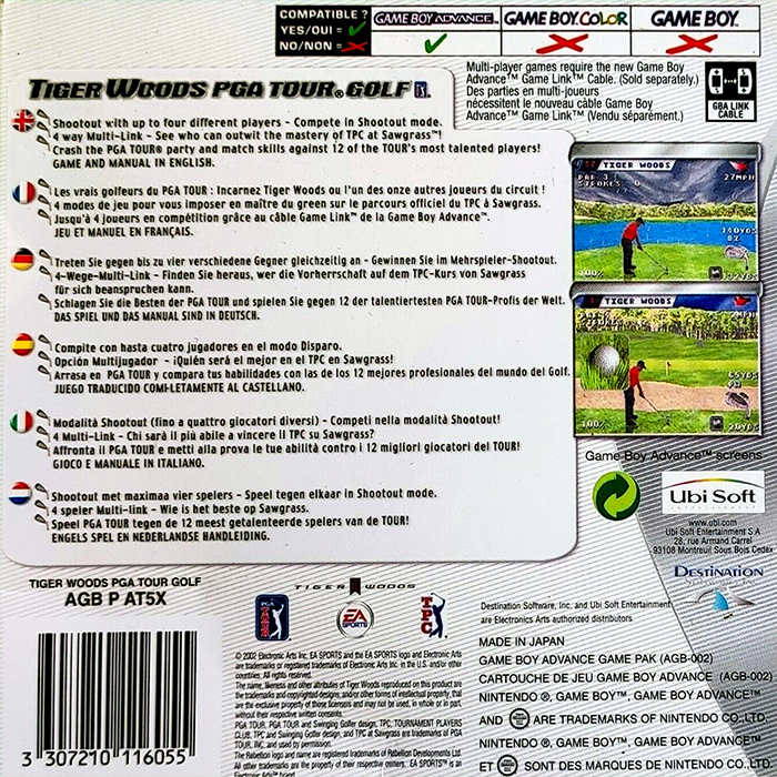 Tiger Woods PGA Tour Golf — Box back