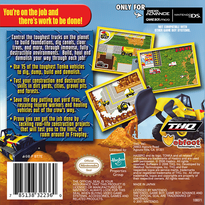 Tonka : On the Job — Box back