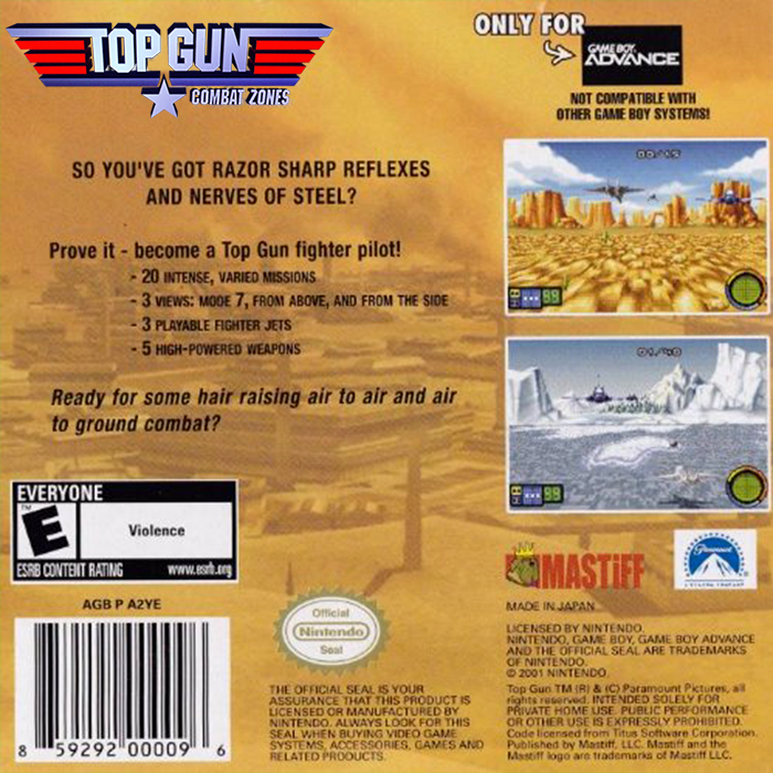 Top Gun : Combat Zones — Box back