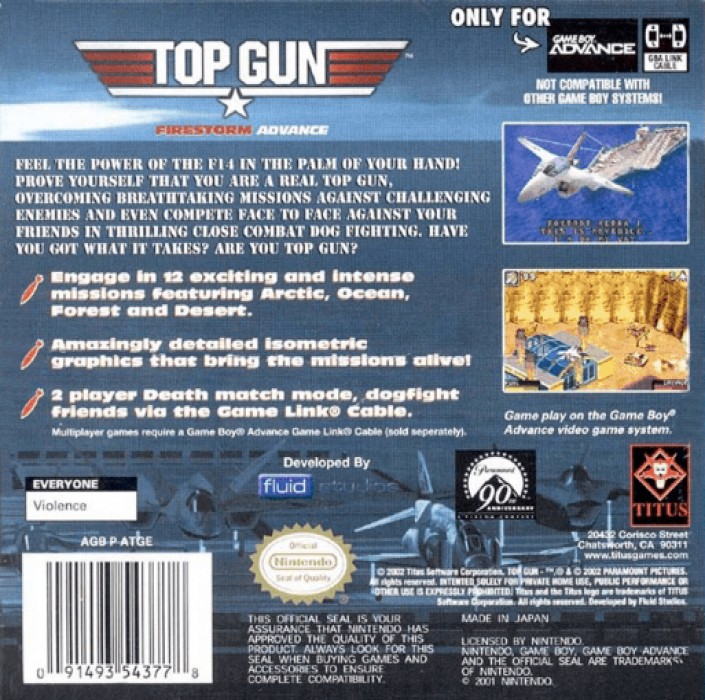 Top Gun : Firestorm Advance — Box back