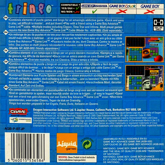 Tringo — Box back