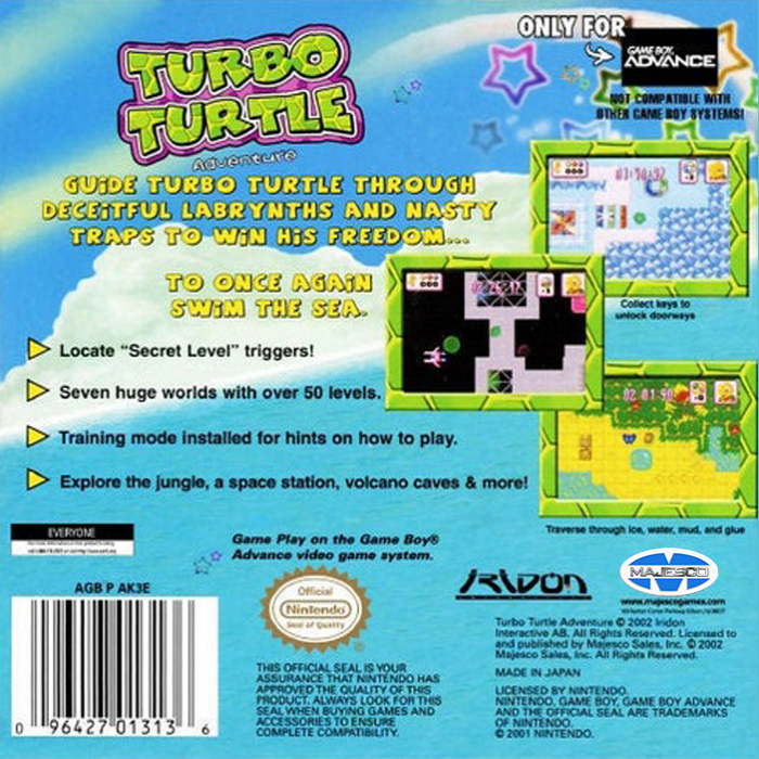 Turbo Turtle Adventure — Box back