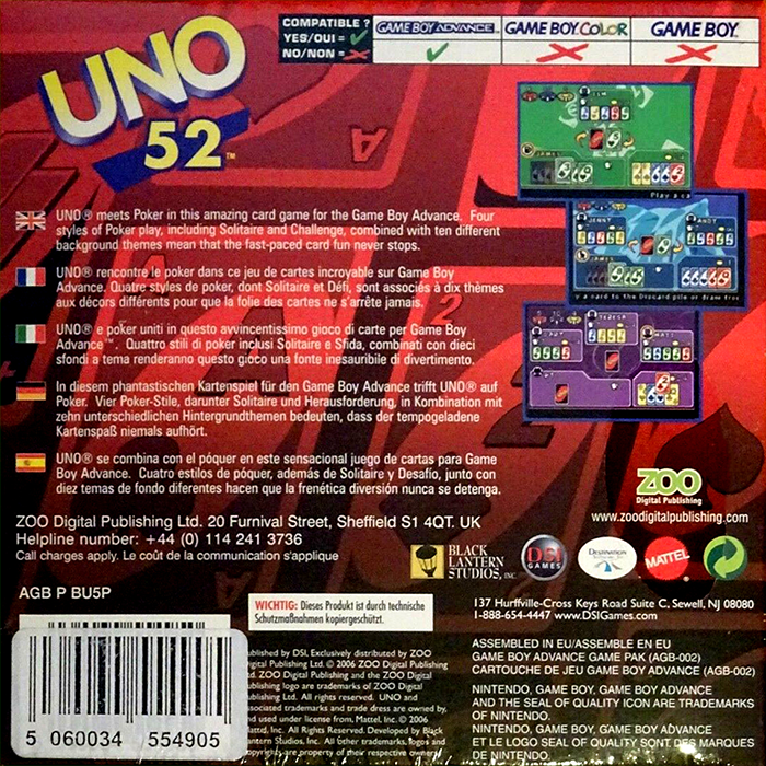 Uno 52 — Box back