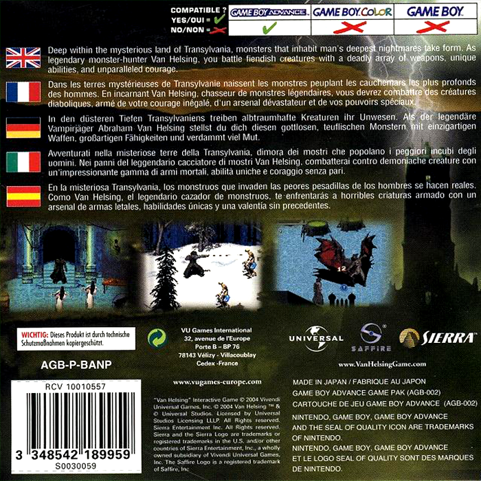 Van Helsing — Box back