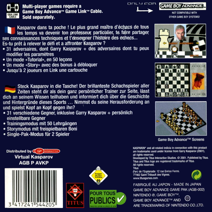 Virtual Kasparov — Box back