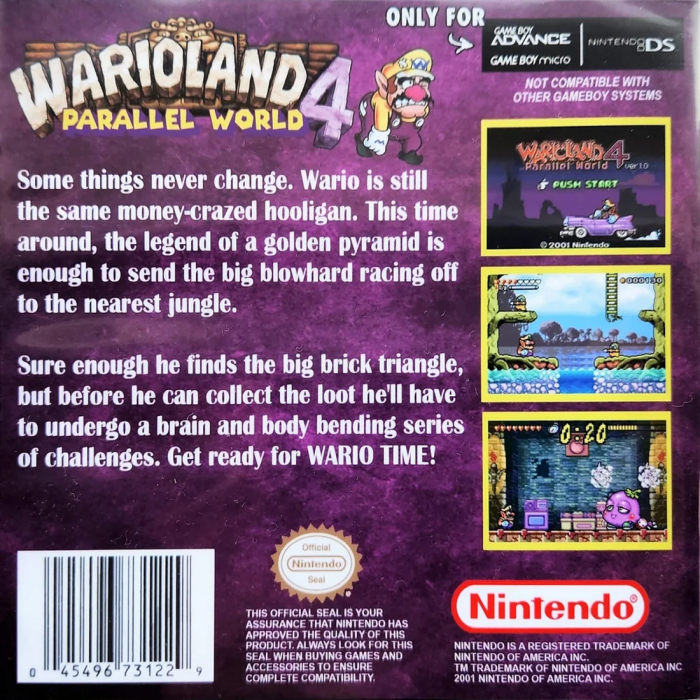 Wario Land 4 - Parallel World — Box back
