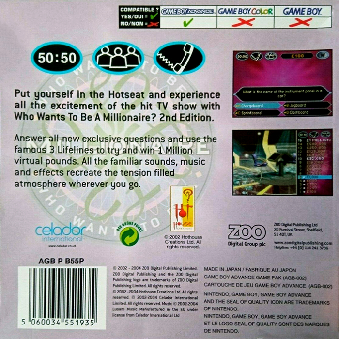 Who Wants to Be a Millionaire : 2nd Edition — Box back