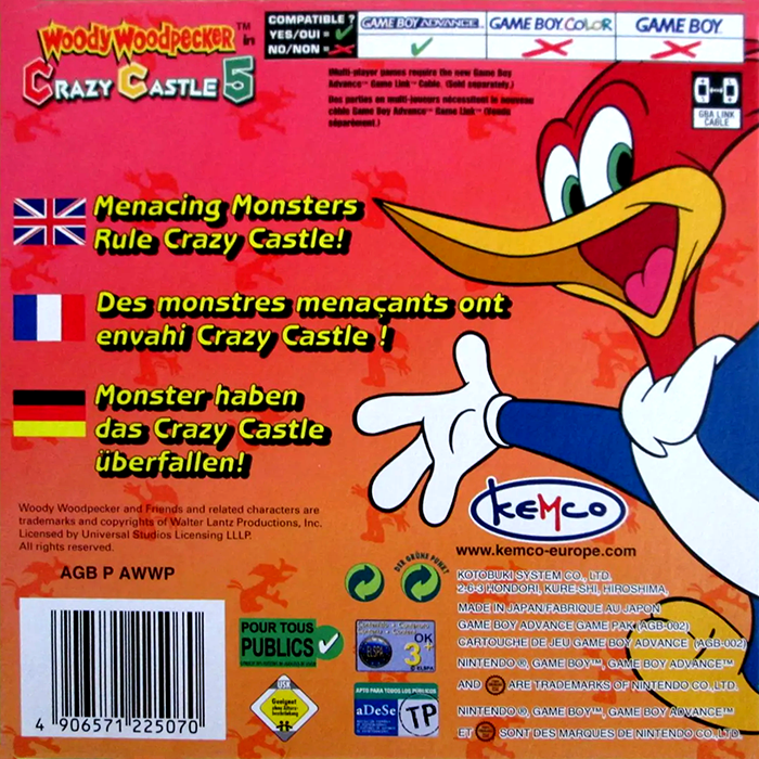 Woody Woodpecker in Crazy Castle 5 — Box back