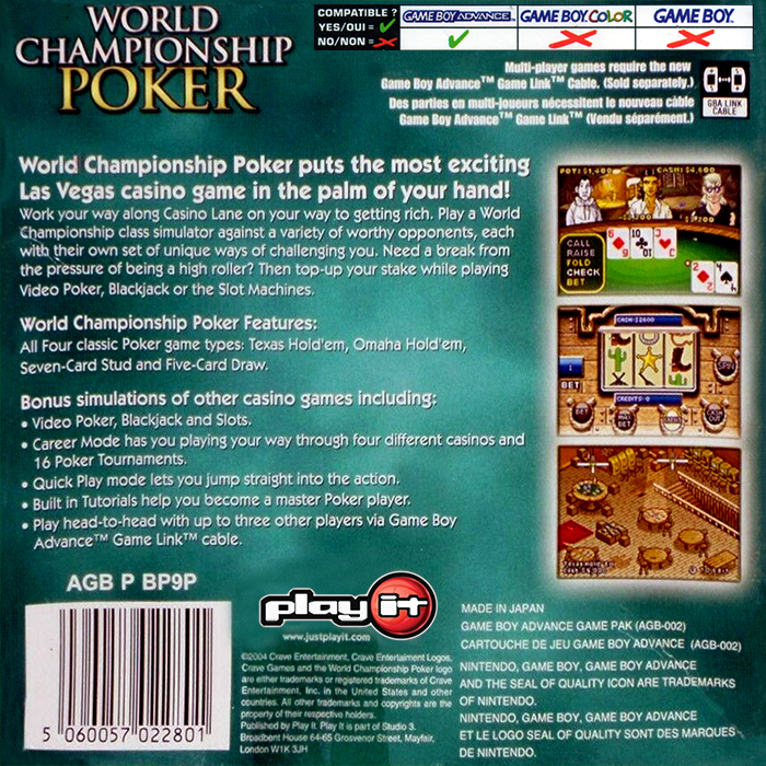 World Championship Poker — Box back