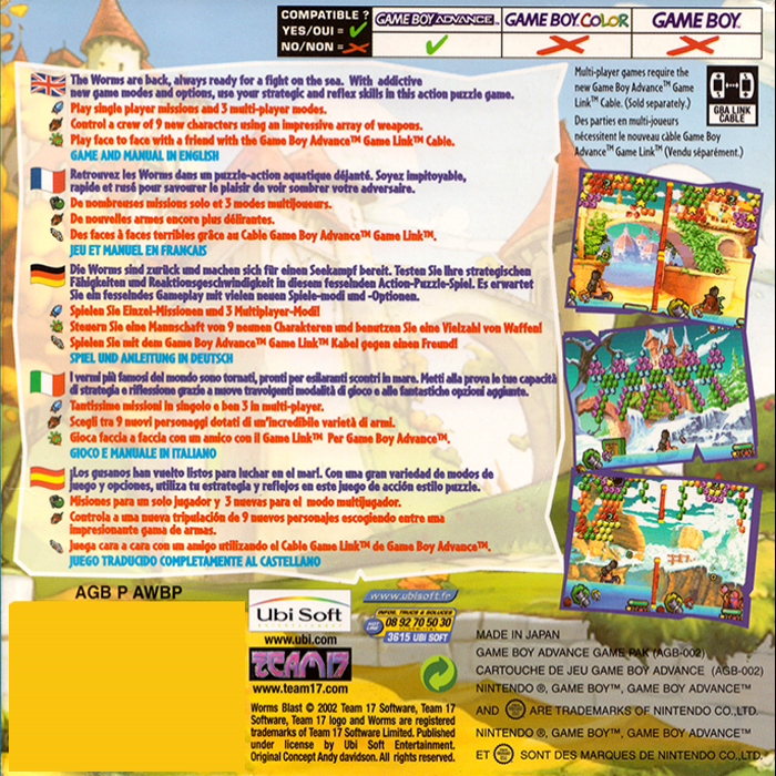 Worms Blast — Box back