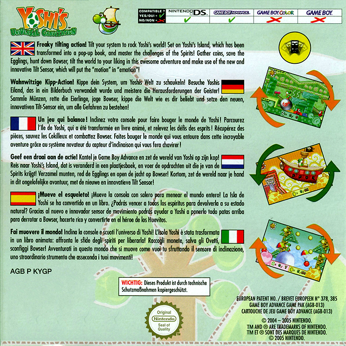 Yoshi's Universal Gravitation — Box back