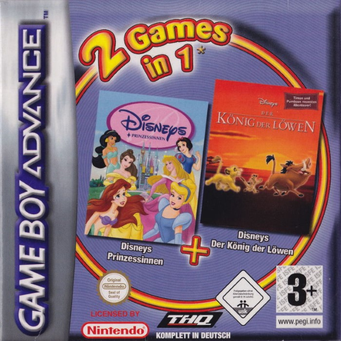 2 Games in 1 : The Lion King + Disney Princess