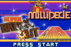 3 Games in One! : Super Breakout + Millipede + Lunar Lander — Title screen