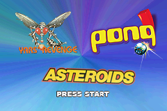 3 Games in One! : Yars' Revenge + Asteroids + Pong — Title screen