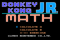 Advance Play Edition - Donkey Kong Jr. Math — Title screen