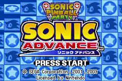 Combo Pack : Sonic Advance + Sonic Pinball Party — Title screen