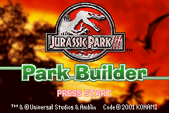 Jurassic Park III : Park Builder — Title screen