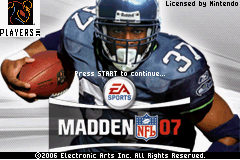 Madden NFL 07 — Title screen