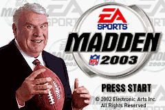 Madden NFL 2003 — Title screen