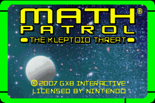 Math Patrol : The Kleptoid Threat — Title screen