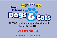 Paws & Claws : Best Friends, Dogs & Cats — Title screen
