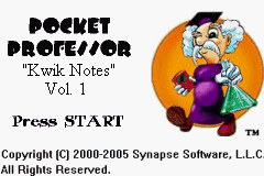 Pocket Professor : Kwik Notes, Vol. 1 — Title screen