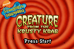 Spongebob Squarepants : Creature From The Krusty Krab — Title screen