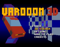 Varooom 3D — Title screen