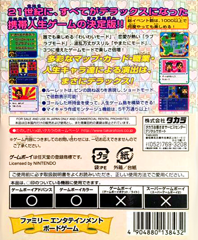 DX Jinsei Game — Box back