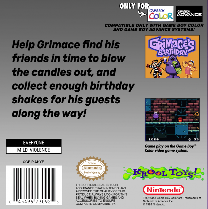 Grimace's Birthday — Box back