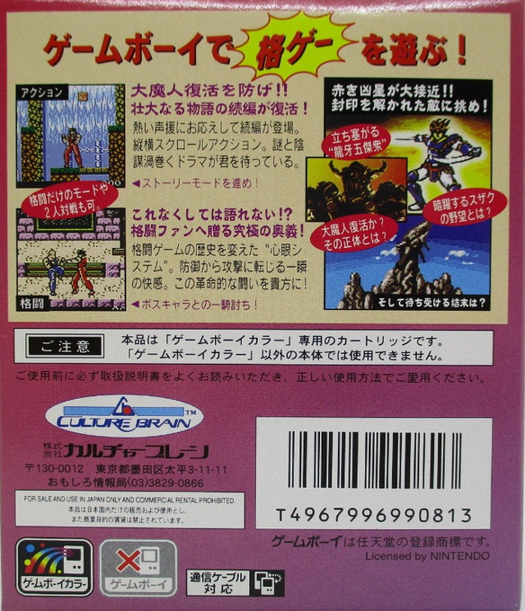 Hiryuu no Ken : Retsuden GB — Box back