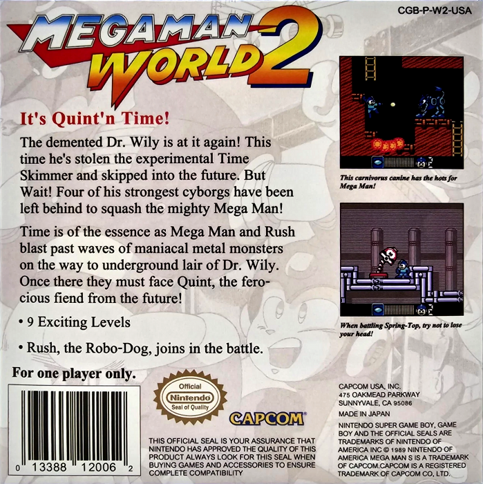 Mega Man World 2 — Box back