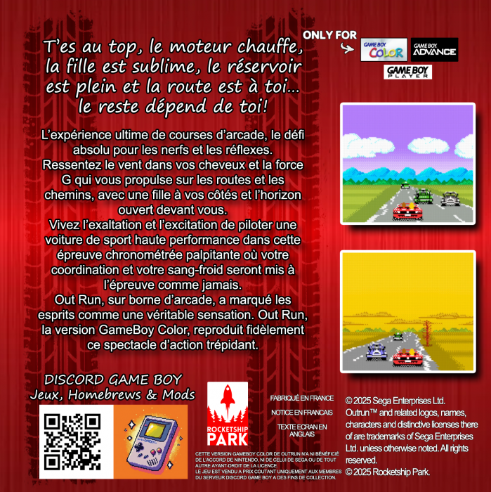OutRun GB — Box back