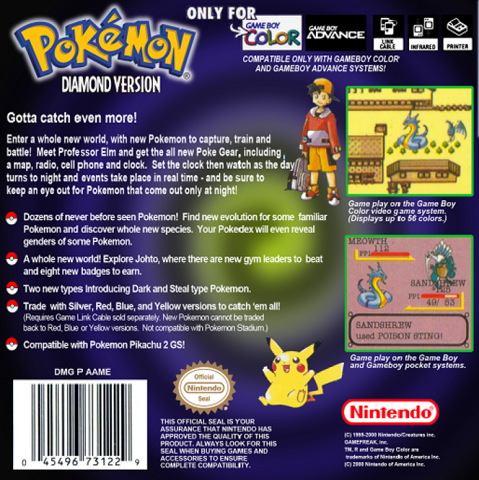 Pokemon Diamond — Box back
