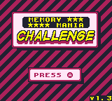 Memory Mania Challenge — Title screen