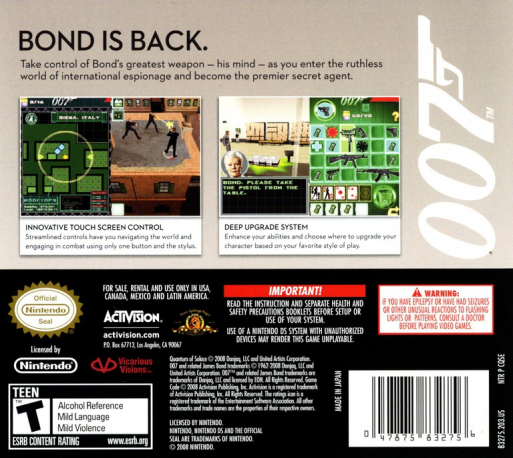 007 - Quantum of Solace — Box back