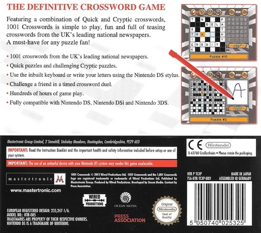 1001 Crosswords — Box back