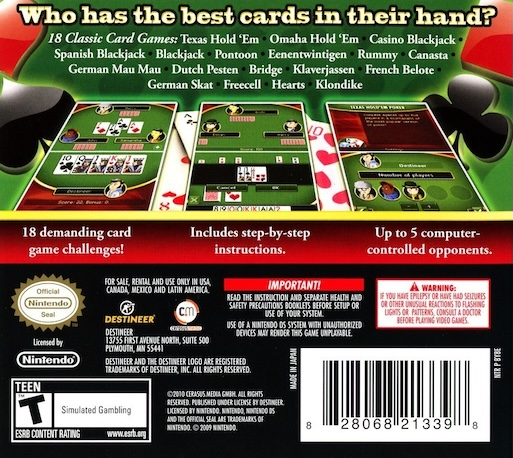 18 Card Games — Box back