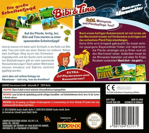 2 In 1 - Best Of Bibi Und Tina - Die Grosse Schnitzeljagd  Das Grosse Unwetter — Box back