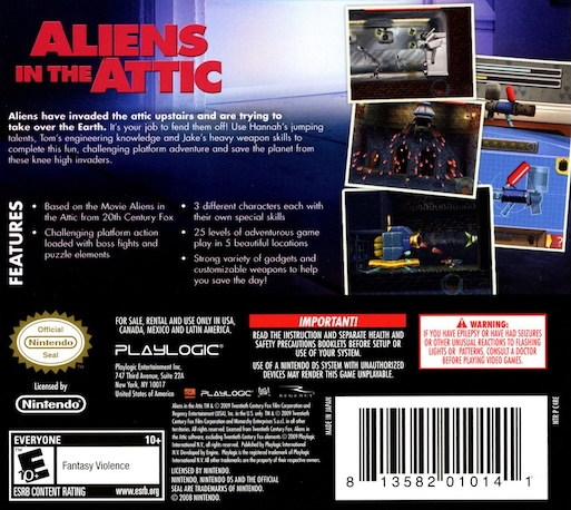 Aliens in the Attic — Box back