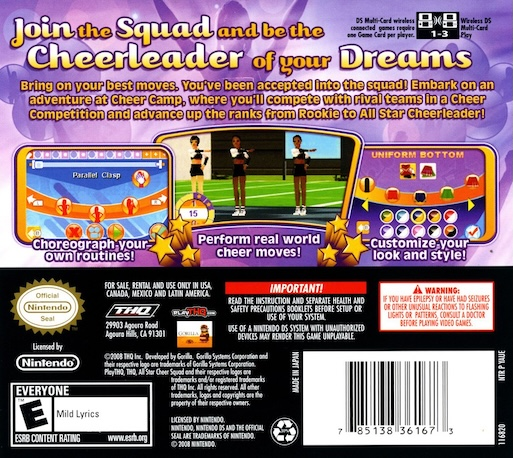 All Star Cheerleader — Box back